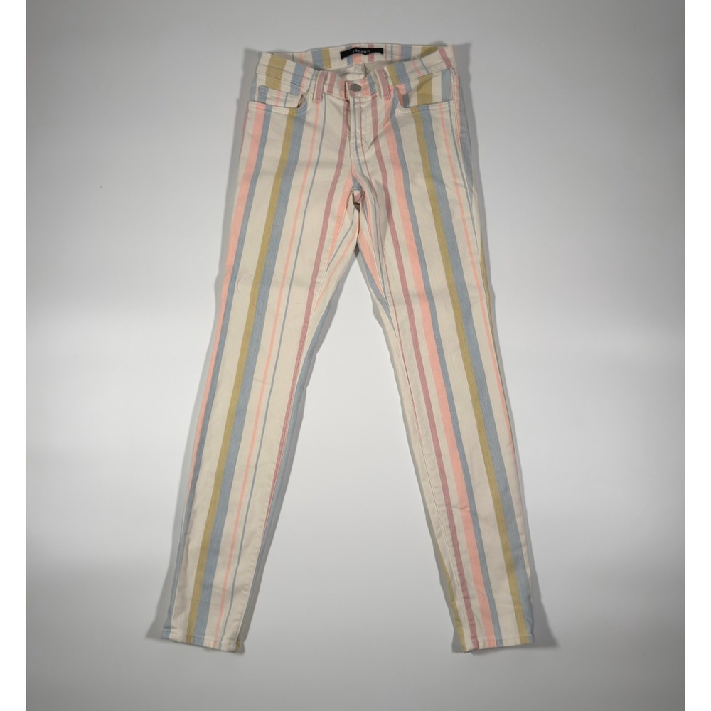 J‎ BRAND Skinny Leg Candy Stripe Jeans Women's Size 27 Pastel Stripes